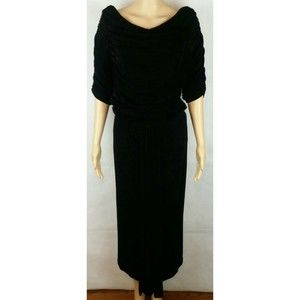 Katy K Design Women's (S) Black Ruched Dress and Ruched Sleeves-Designer